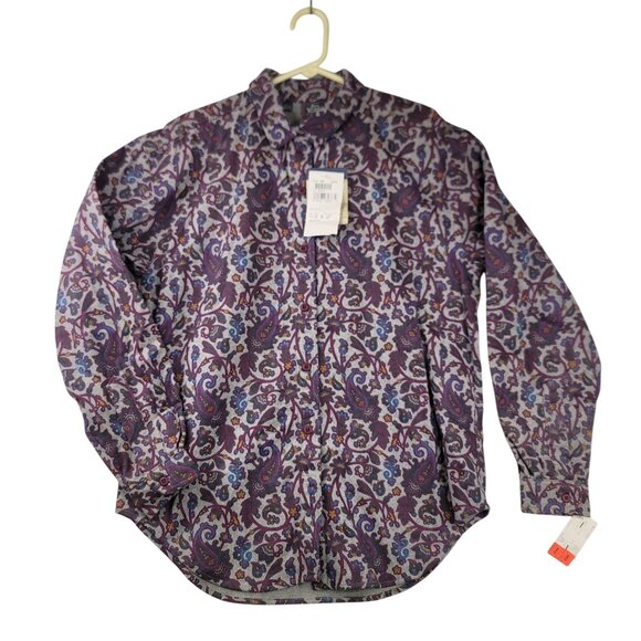 Woolrich 90s Vintage Floral Paisley Button-Up Shirt M USA Cotton Vintage New - Picture 1 of 11
